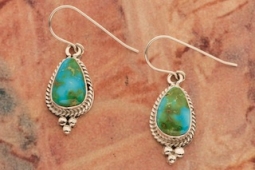 Genuine Sonoran Turquoise Sterling Silver Navajo Earrings